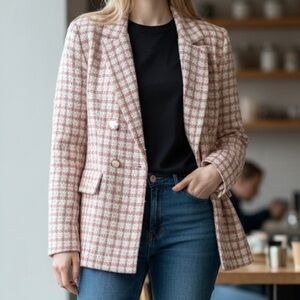 Windsor Pink and White Checkered Blazer